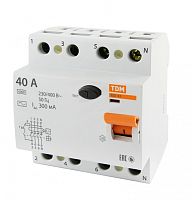 Выключатель дифференциальный (УЗО) ВД1-63 4п 40А 300мА тип AC | код. SQ0203-0037 | TDM